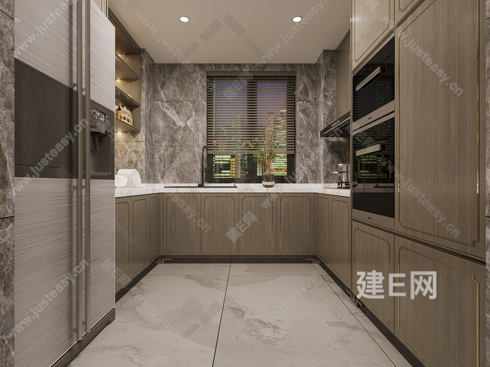 新中式封闭式厨房3D模型下载【ID:1113840886】_知末3d模型网