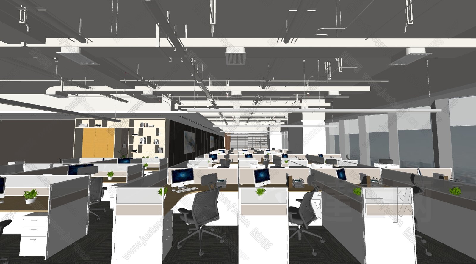 公共开放办公区模型SU模型下载[ID:112218299]_建e网su模型