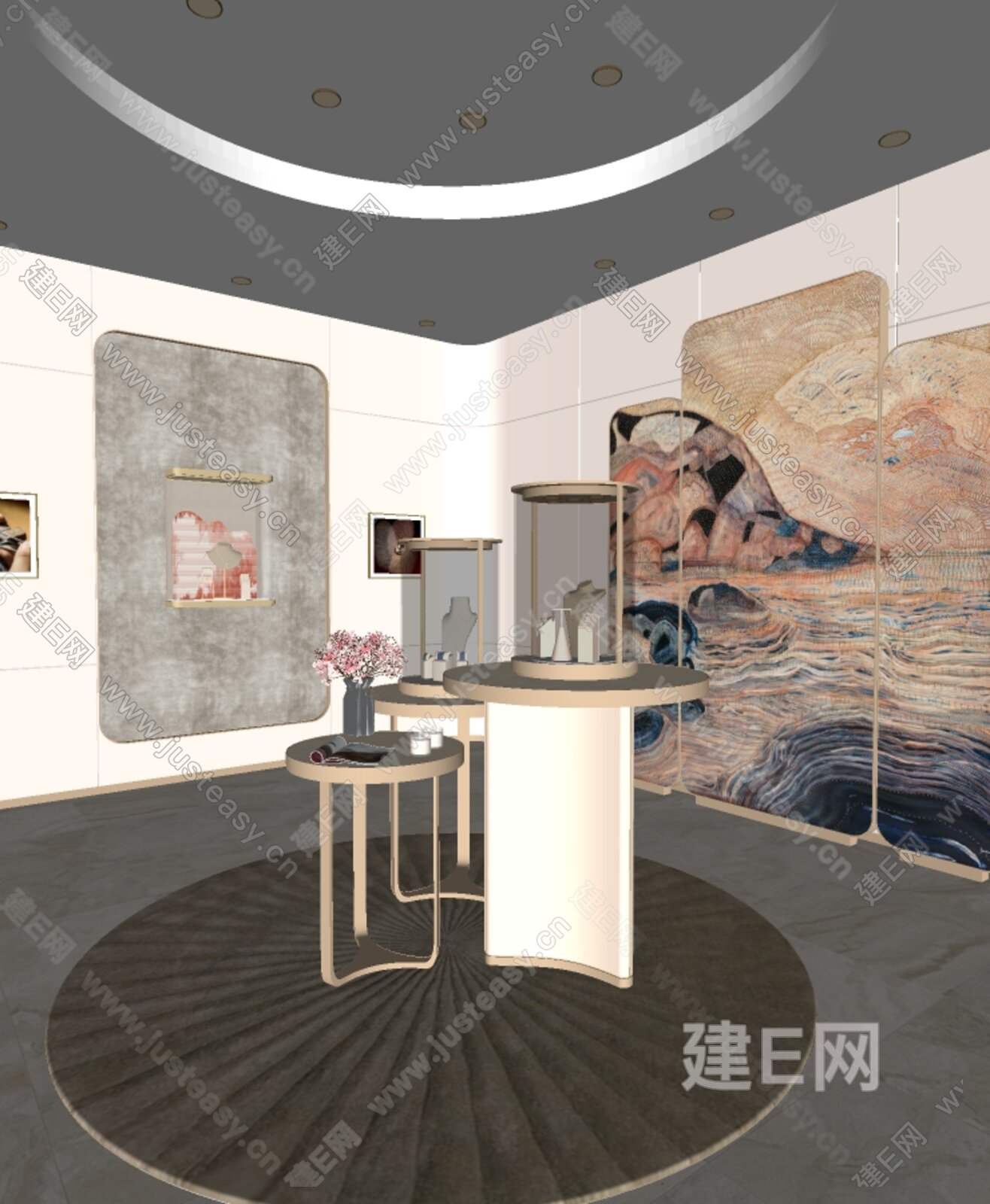 珠宝展示区模型SU模型下载[ID:105206765]_建e网su模型