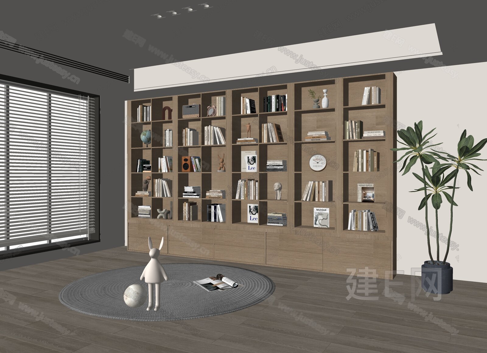 现代书柜模型SU模型下载[ID:105272310]_建e网su模型