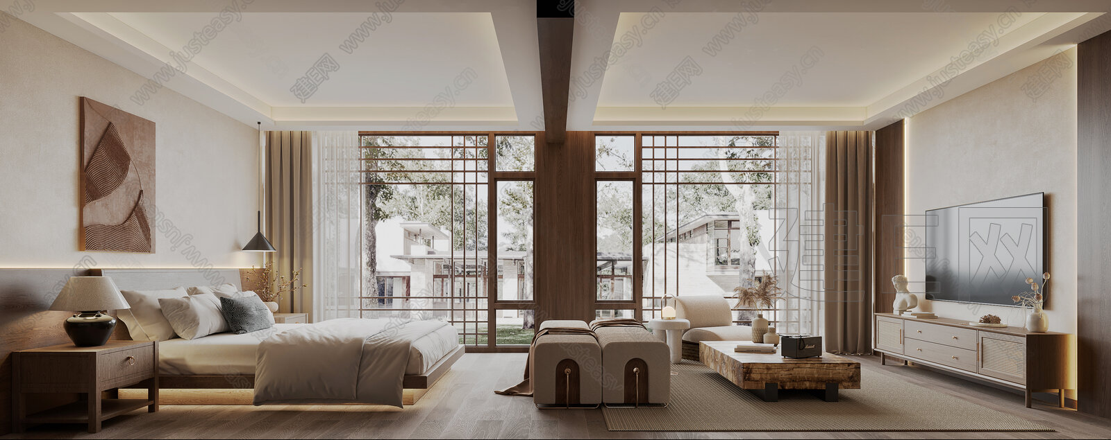 新中式民宿3d模型下载[ID:113269672]_建e网3d模型