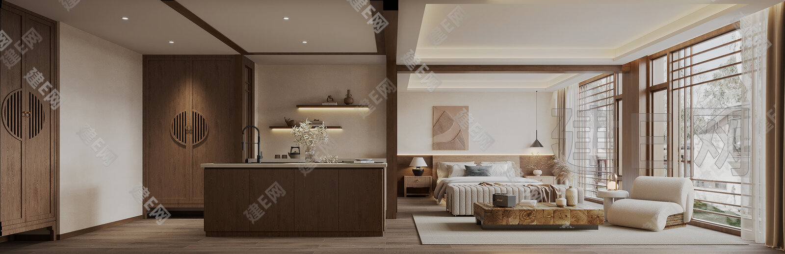 新中式民宿3d模型下载[ID:113269672]_建e网3d模型