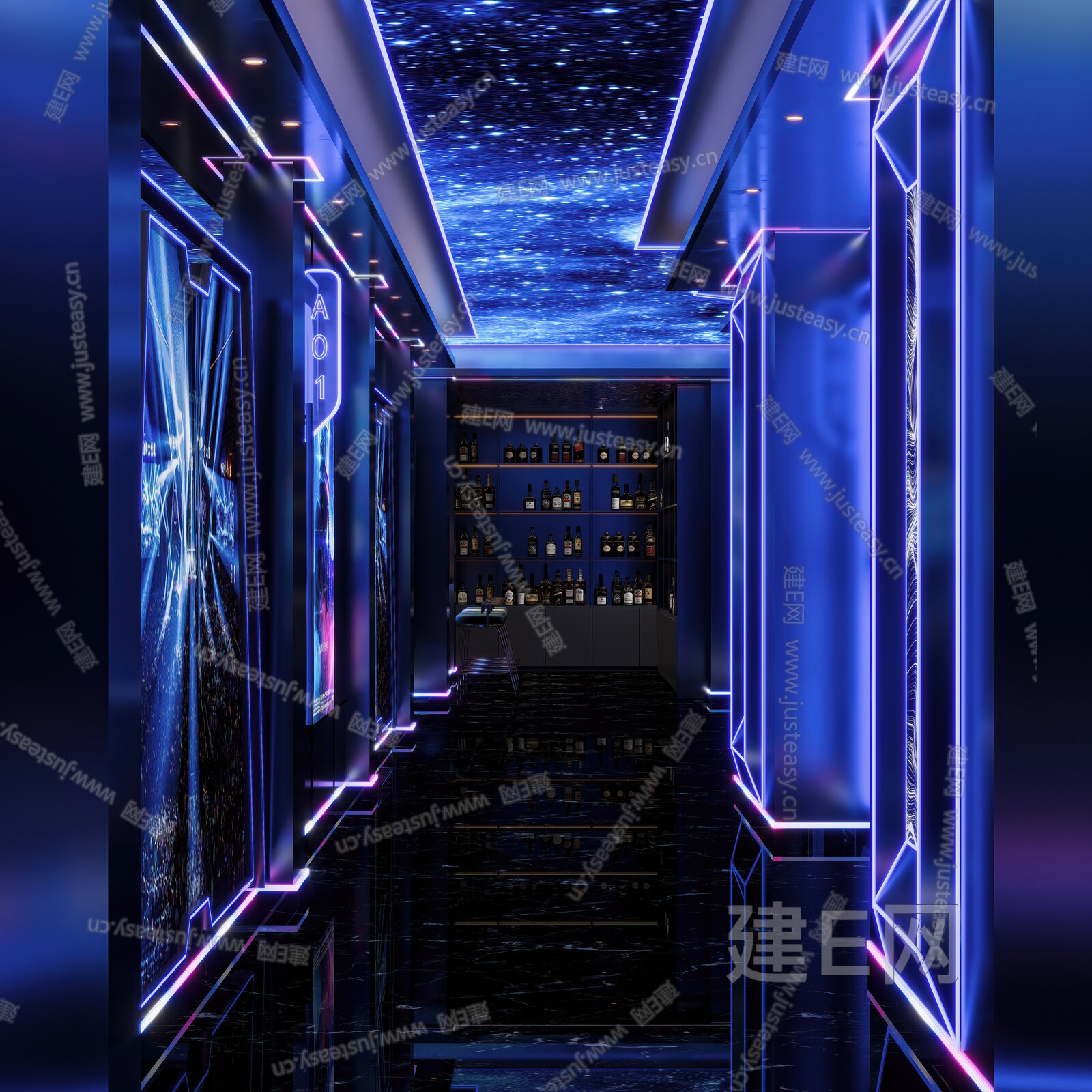 【现代KTV走廊3d模型】建E网_现代KTV走廊3d模型下载[ID:114252638]_打造3d现代KTV走廊模型免费下载平台
