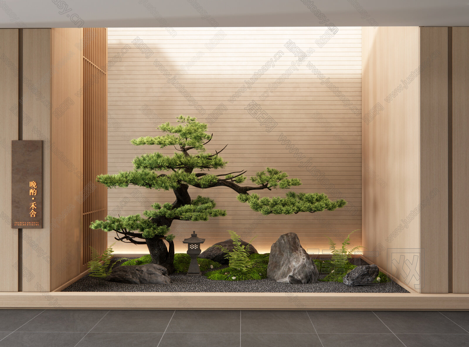 新中式室内景观造景模型SU模型下载[ID:106255131]_建e网su模型