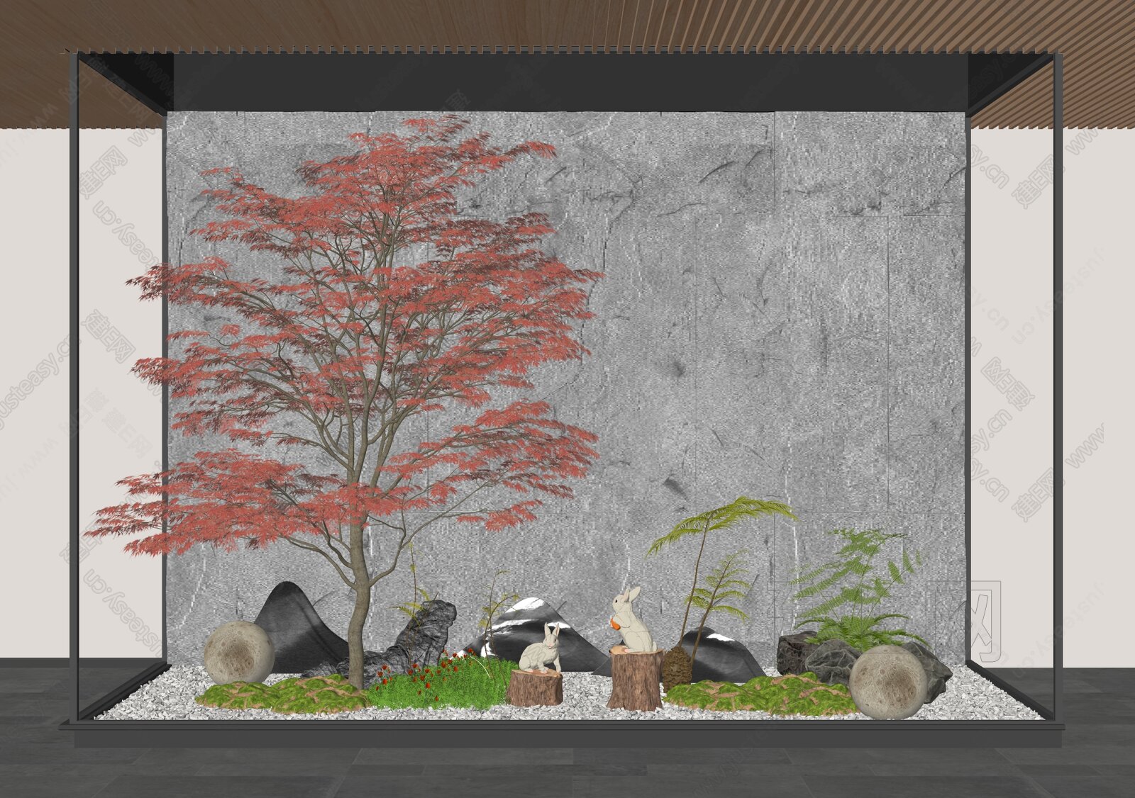 现代室内景观造景模型SU模型下载[ID:106255300]_建E室内设计网