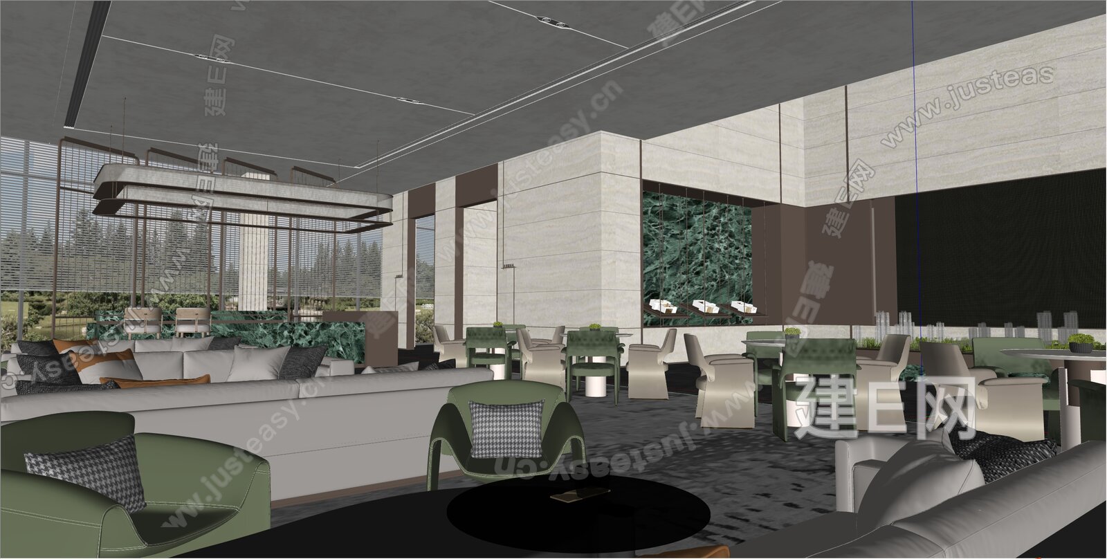 现代售楼处洽谈区模型SU模型下载[ID:105993019]_建e网su模型