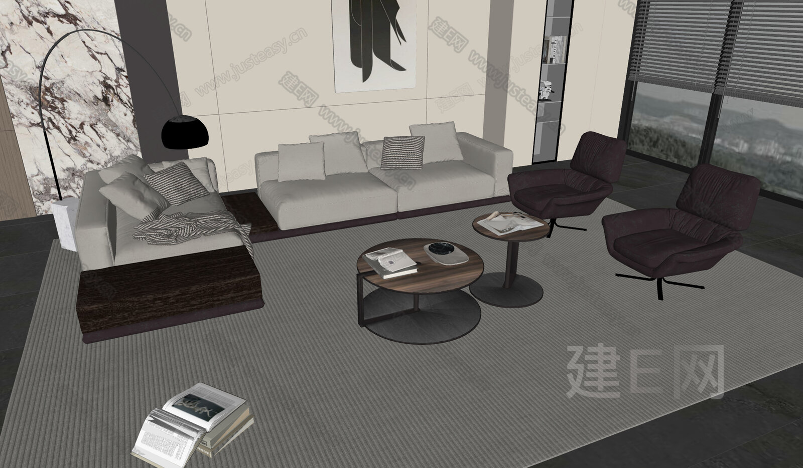Minotti米洛提|现代沙发茶几组合模型SU模型下载[ID:105927461]_建E室内设计网