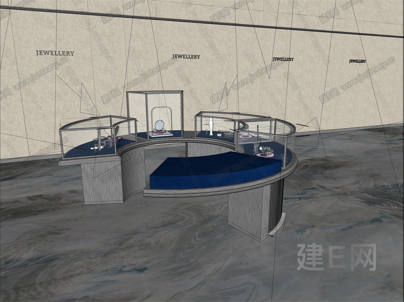 现代珠宝展柜模型SU模型下载[ID:106058692]_建e网su模型