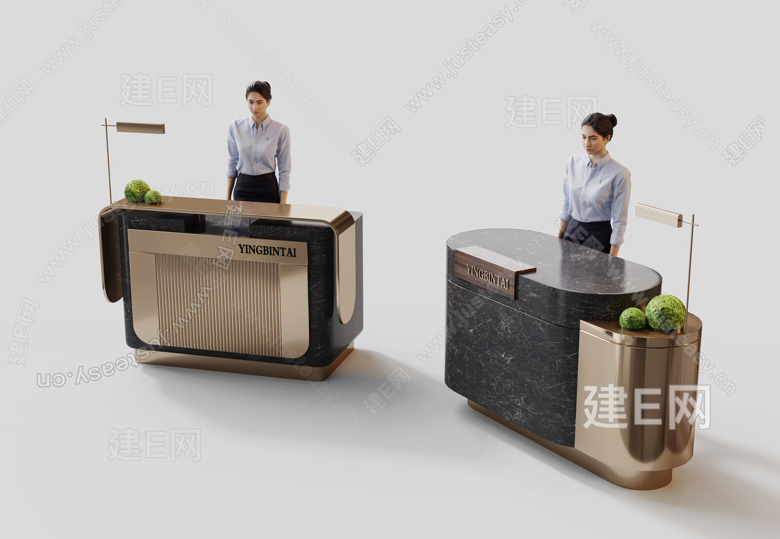 接待前台模型SU模型下载[ID:106582922]_建E室内设计网