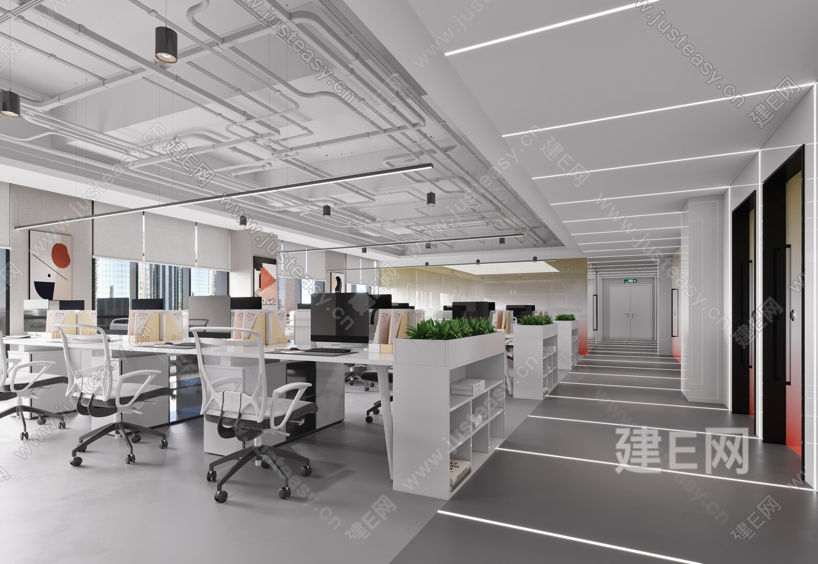 【开放办公区3d模型】建e网_开放办公区3d模型下载[ID:115432257]_打造3d开放办公区模型免费下载平台