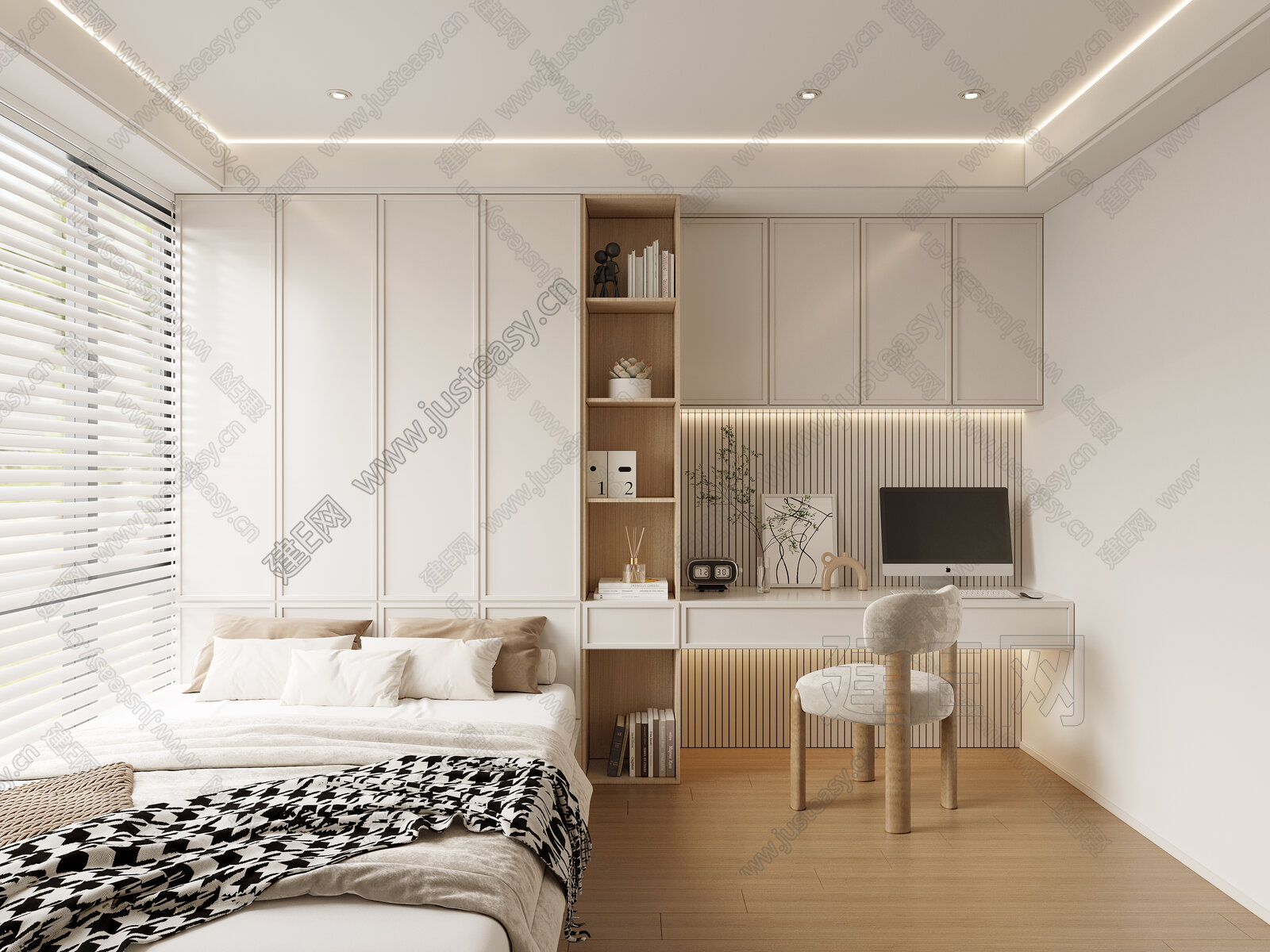 现代榻榻米卧室模型SU模型下载[ID:106451842]_建E室内设计网
