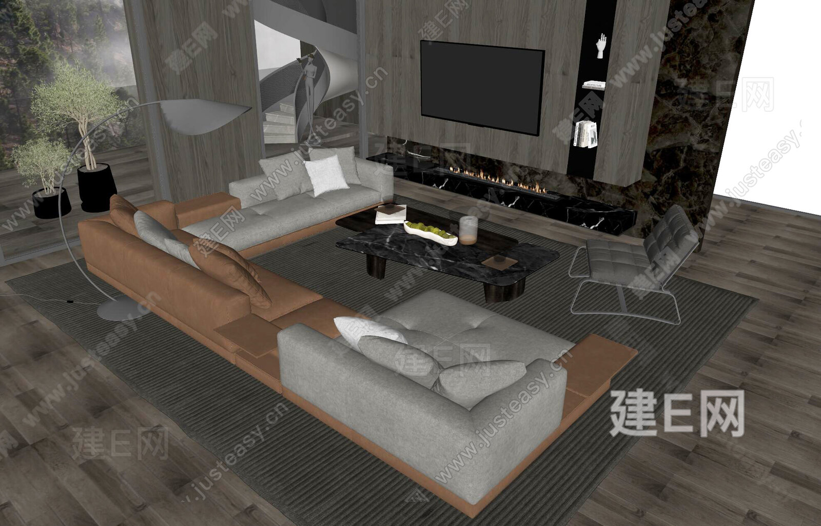 Minotti米洛提|现代沙发茶几组合模型SU模型下载[ID:107303741]_建e网su模型