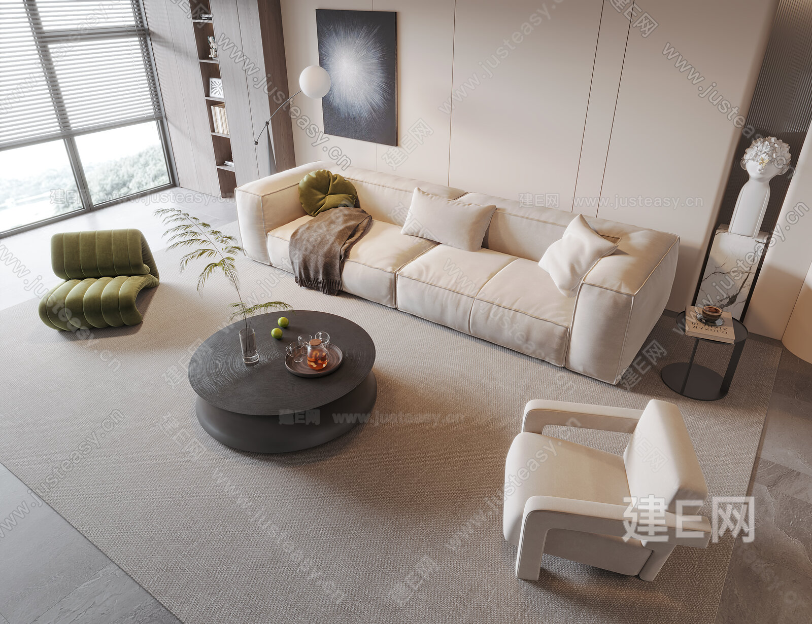 【现代沙发茶几组合3d模型】建E网_现代沙发茶几组合3d模型下载[ID:116284244]_打造3d现代沙发茶几组合模型免费下载平台