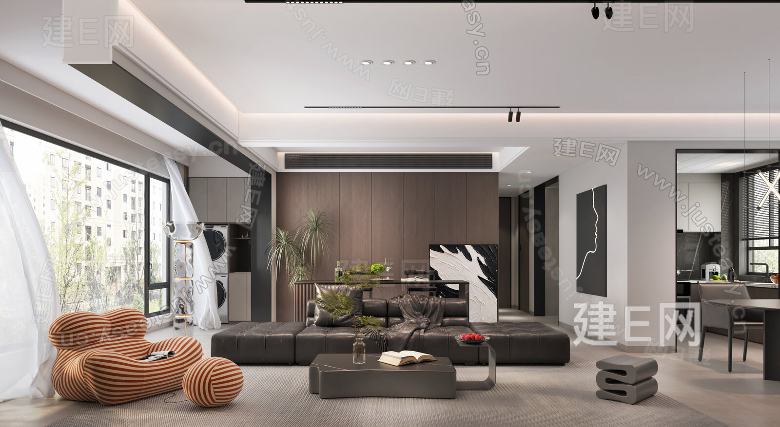 【现代暗黑系客餐厅3d模型】建E网_现代暗黑系客餐厅3d模型下载[ID:116022093]_打造3d现代暗黑系客餐厅模型免费下载平台