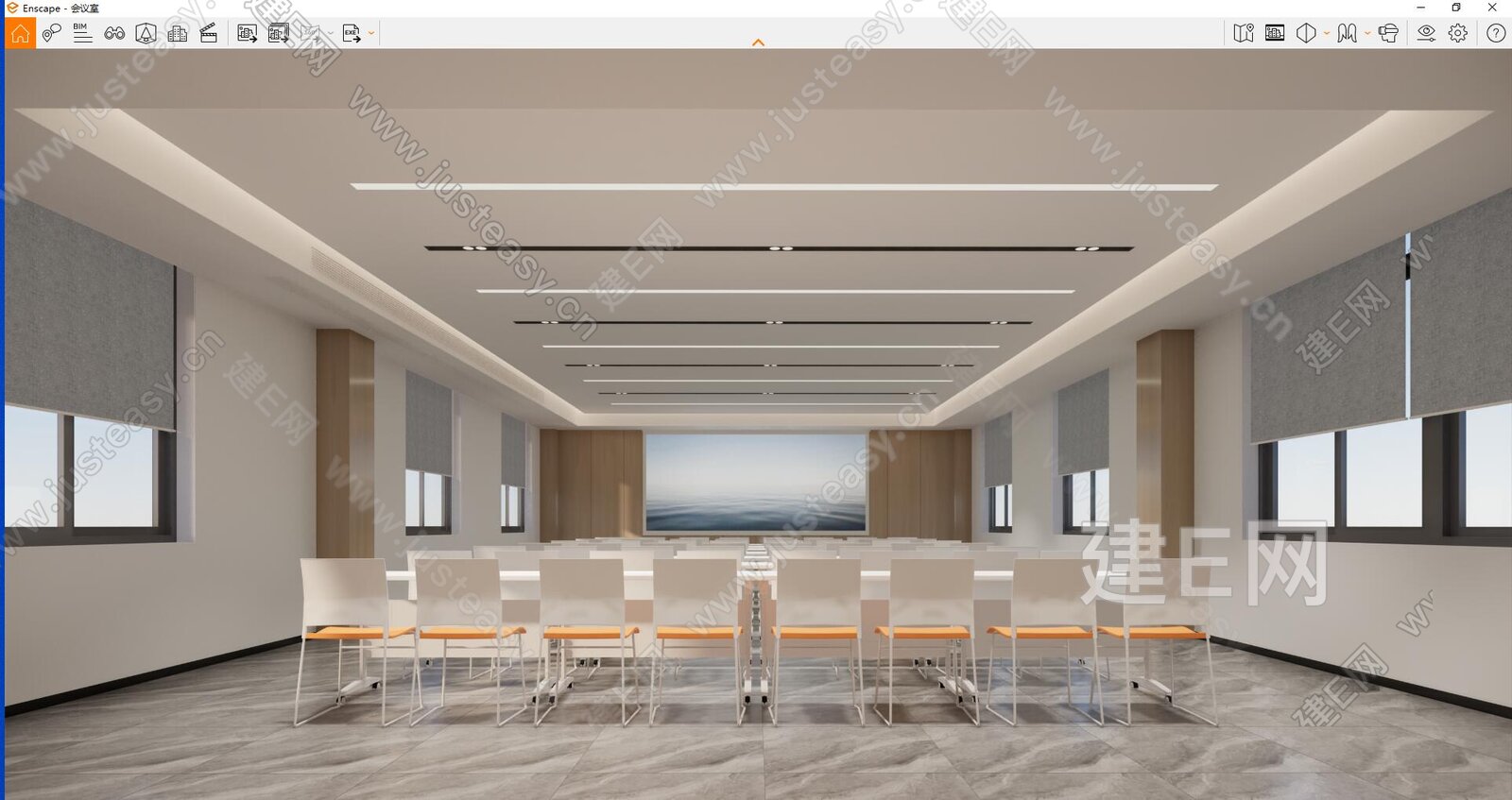 现代会议室模型SU模型下载[ID:108090128]_建e网su模型
