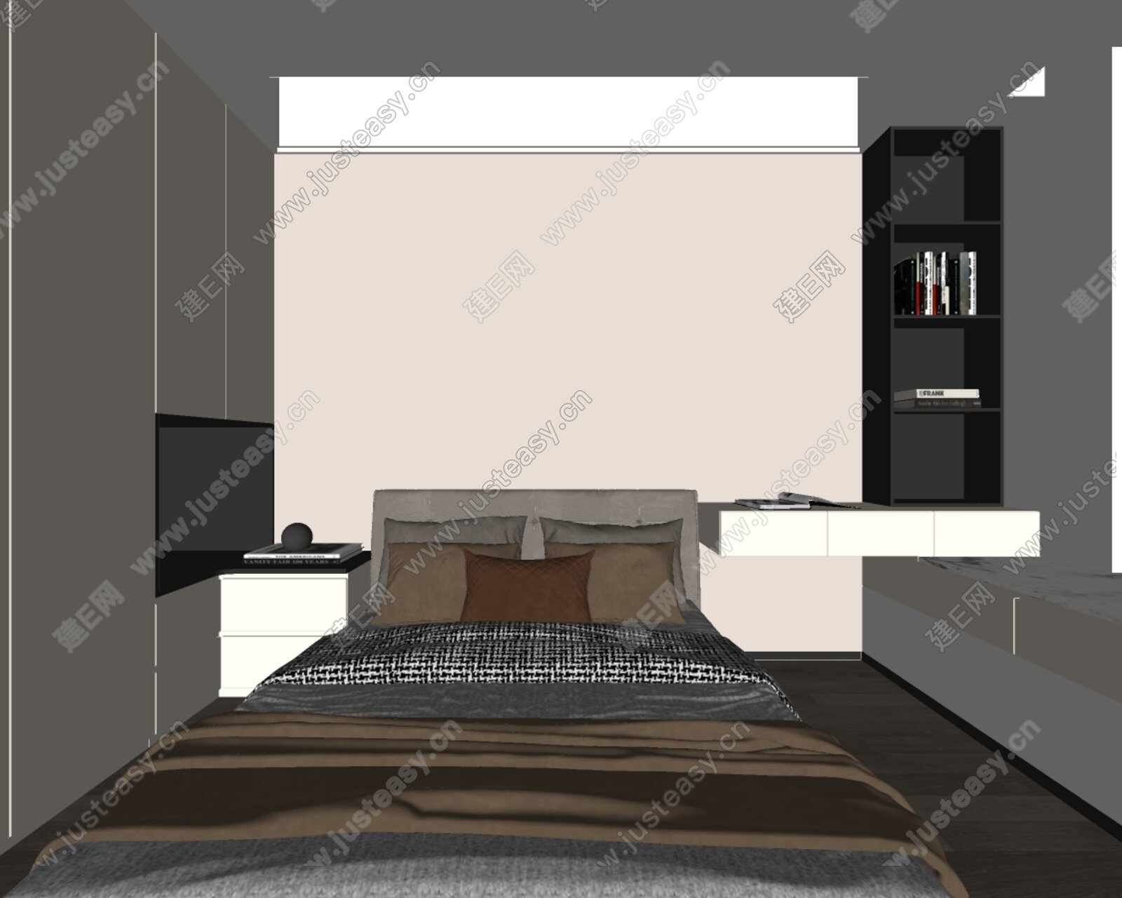 现代次卧模型SU模型下载[ID:108024676]_建e网su模型