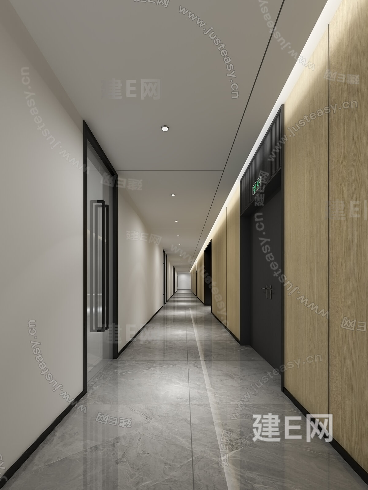 现代酒店走廊客房 - 效果图交流区-建E室内设计网