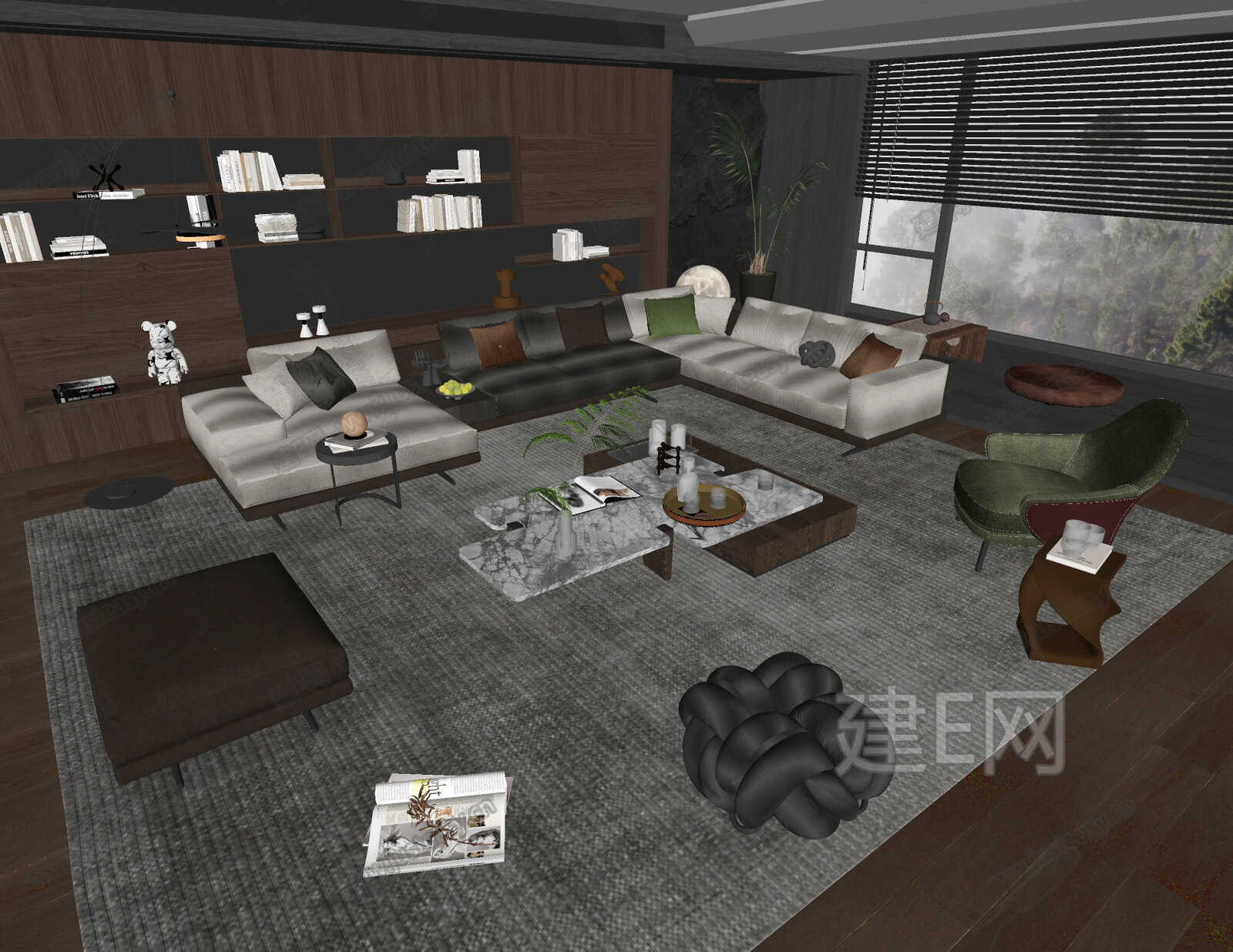 Minotti米洛提 现代沙发茶几组合模型SU模型下载[ID:109007754]_建E室内设计网