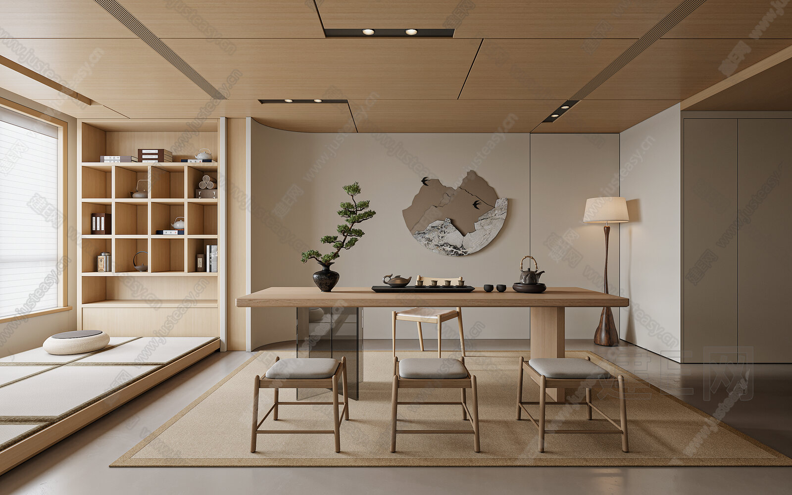 【新中式茶室3d模型】建E网_新中式茶室3d模型下载[ID:109927372]_打造3d新中式茶室模型免费下载平台