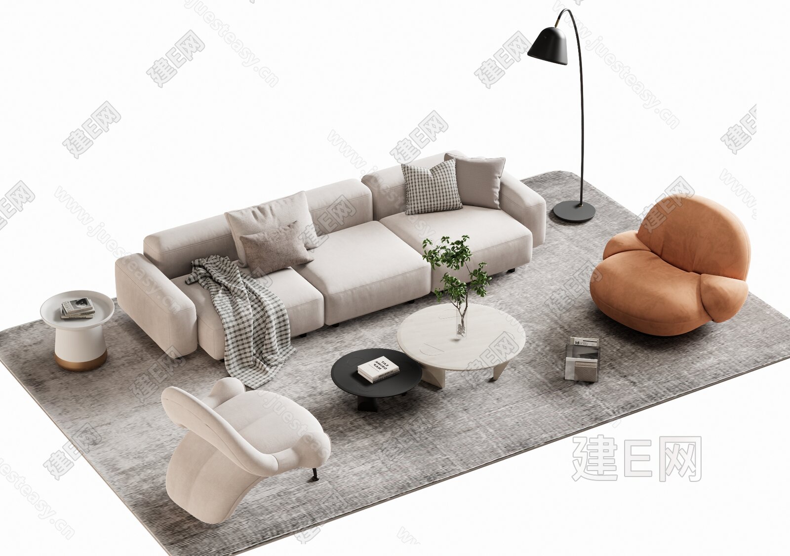 【现代沙发茶几组合3d模型】建E网_现代沙发茶几组合3d模型下载[ID:110713619]_打造3d现代沙发茶几组合模型免费下载平台