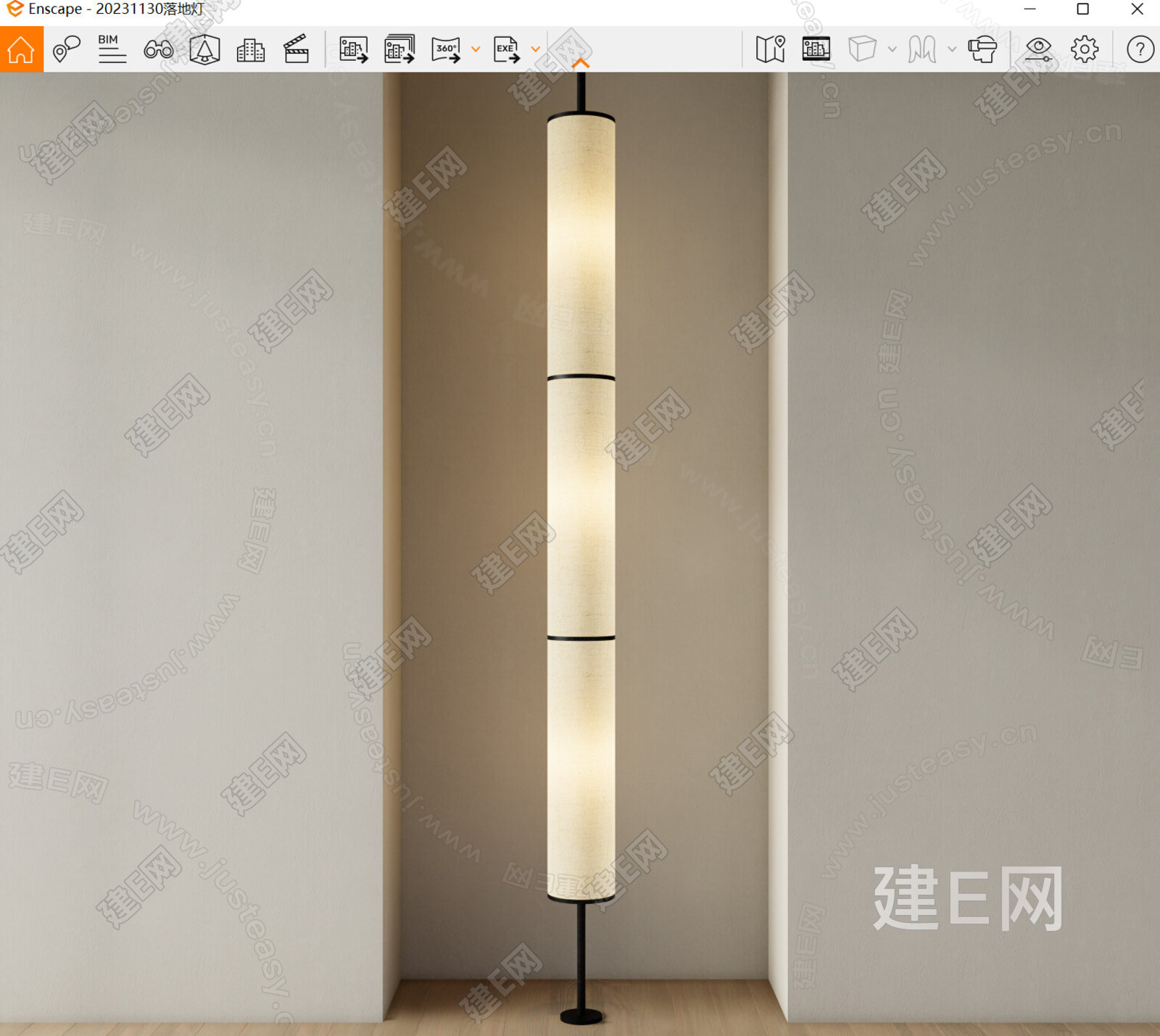 侘寂风落地灯模型SU模型下载[ID:101995342]_建e网su模型