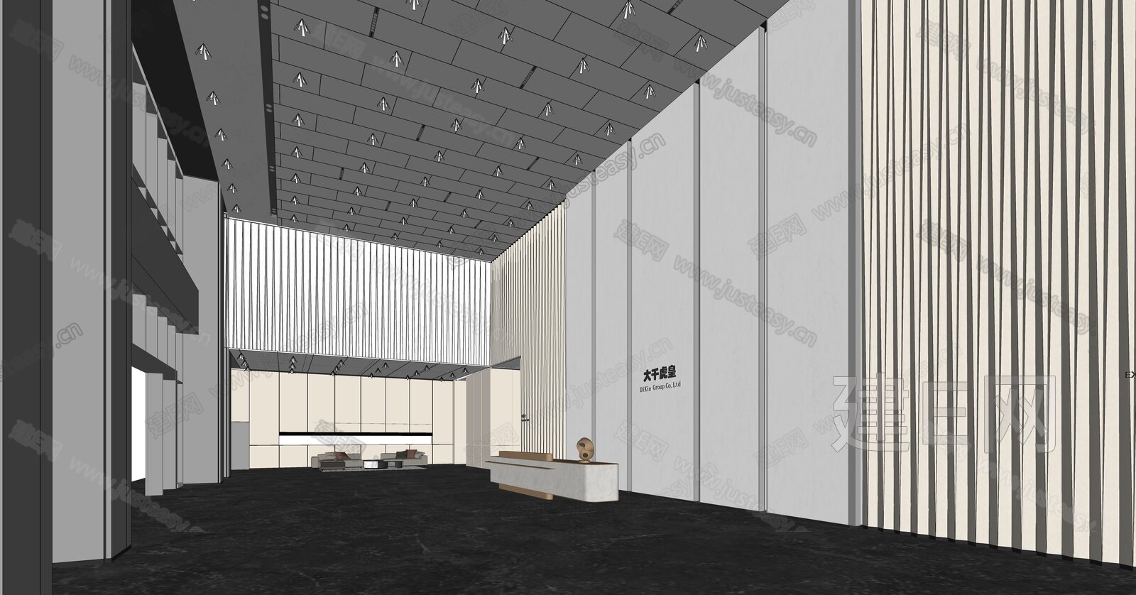 现代公司大堂模型SU模型下载[ID:102585235]_建e网su模型
