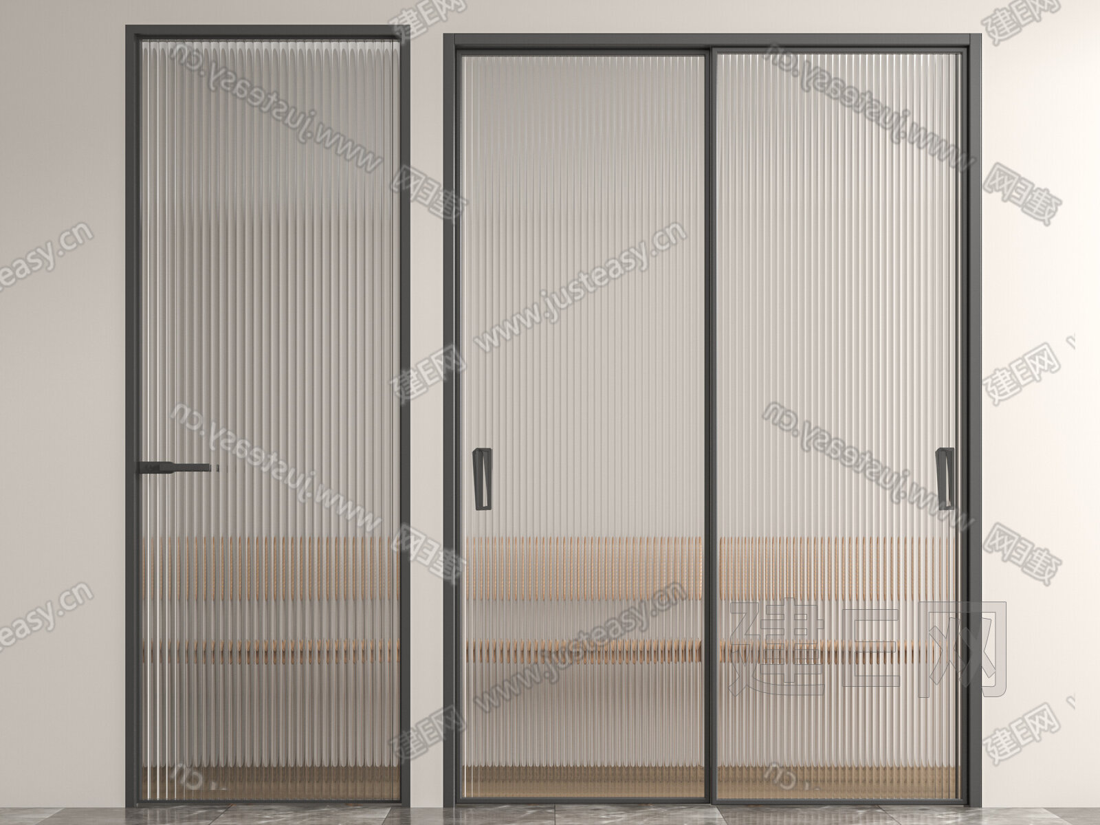 现代长虹玻璃移门模型SU模型下载[ID:102519758]_建e网su模型