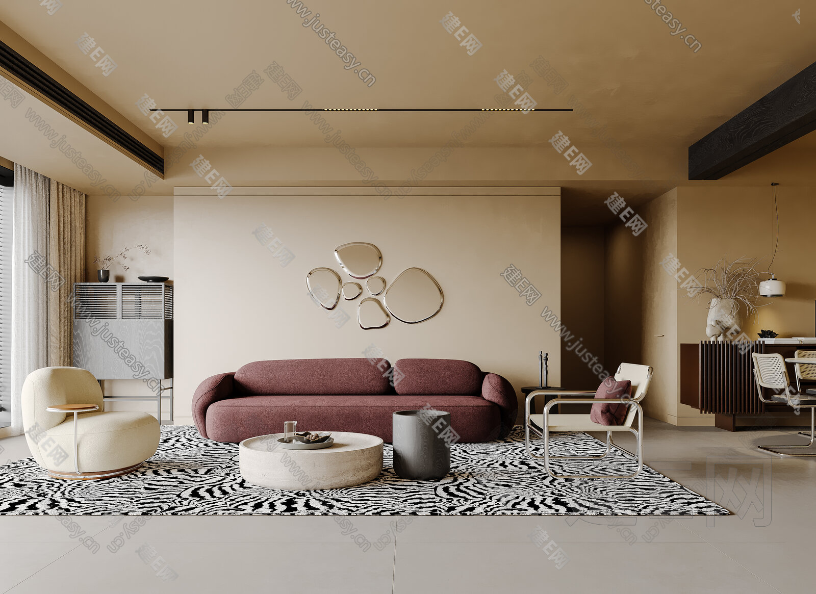 Minotti米洛提 现代客厅模型SU模型下载[ID:103109593]_建e网su模型