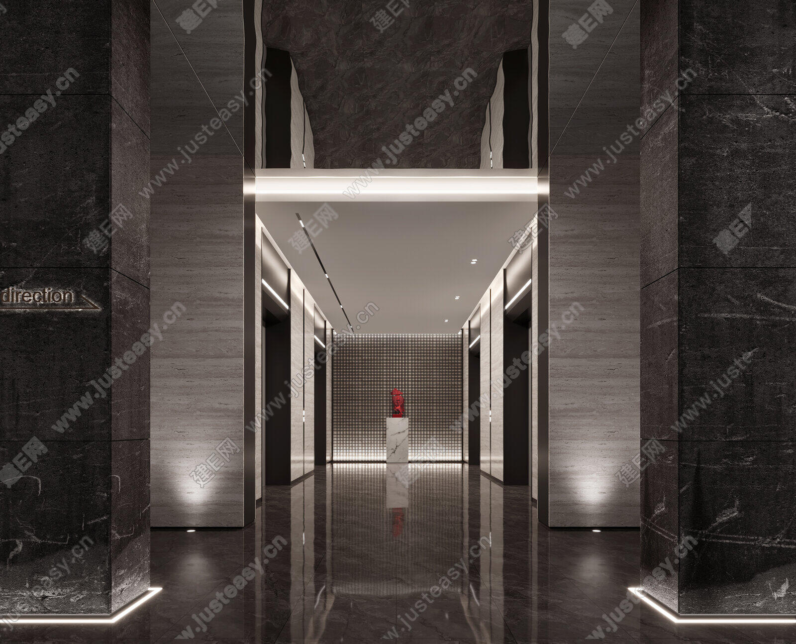 电梯厅3d模型