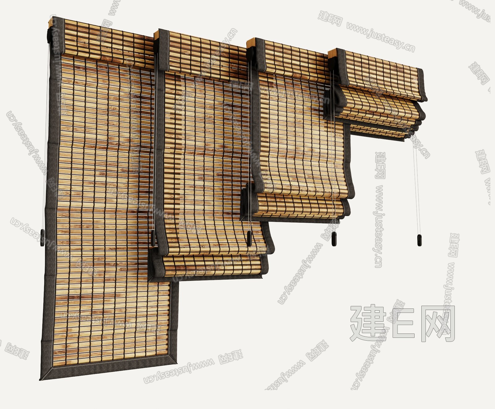 新中式竹编织卷帘模型SU模型下载[ID:102912906]_建e网su模型