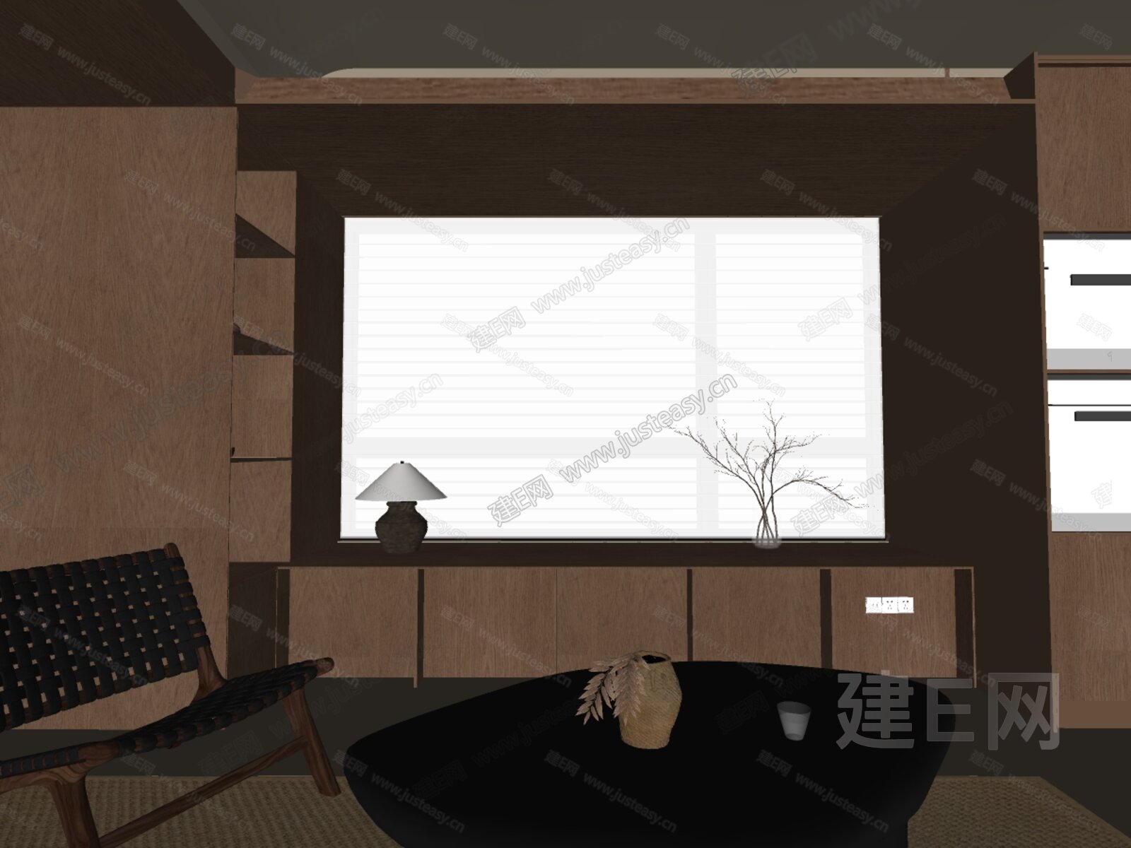 侘寂风休闲椅组合模型SU模型下载[ID:102781818]_建E室内设计网