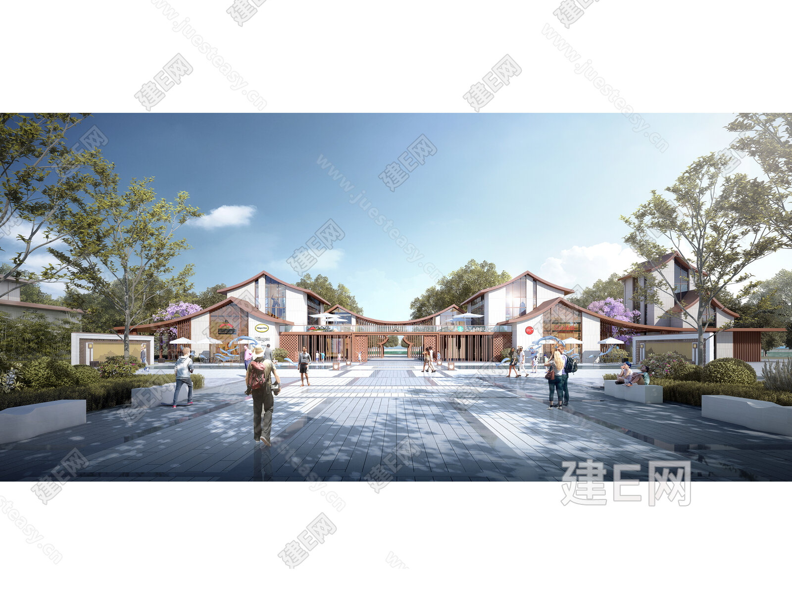现代商业街模型SU模型下载[ID:103568292]_建e网su模型