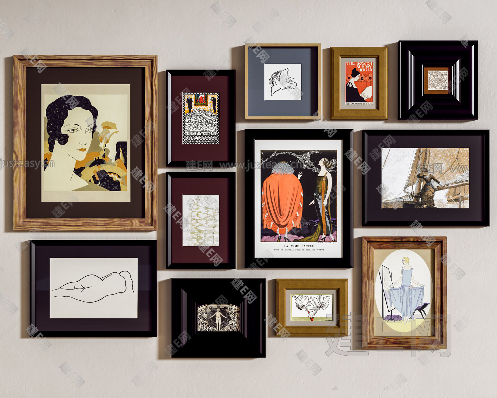 中古装饰画 模型SU模型下载[ID:103764983]_建E室内设计网