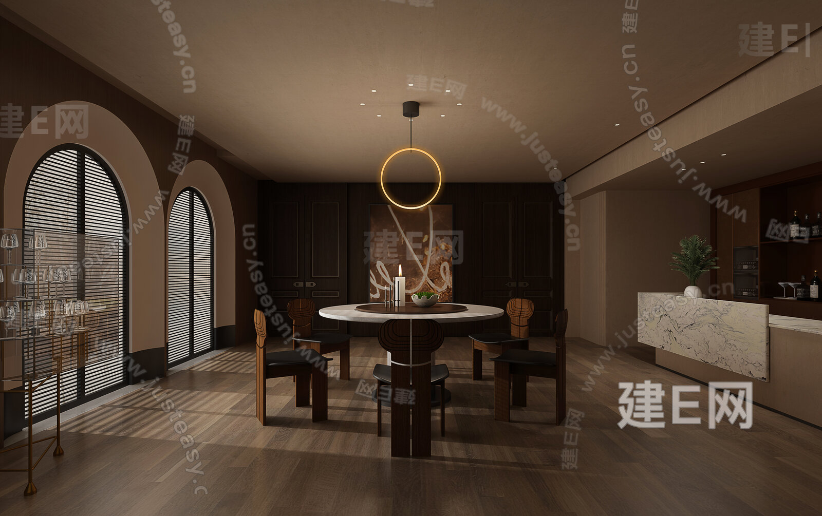 WSD世尊设计 侘寂风餐厅包厢模型SU模型下载[ID:103830287]_建e网su模型