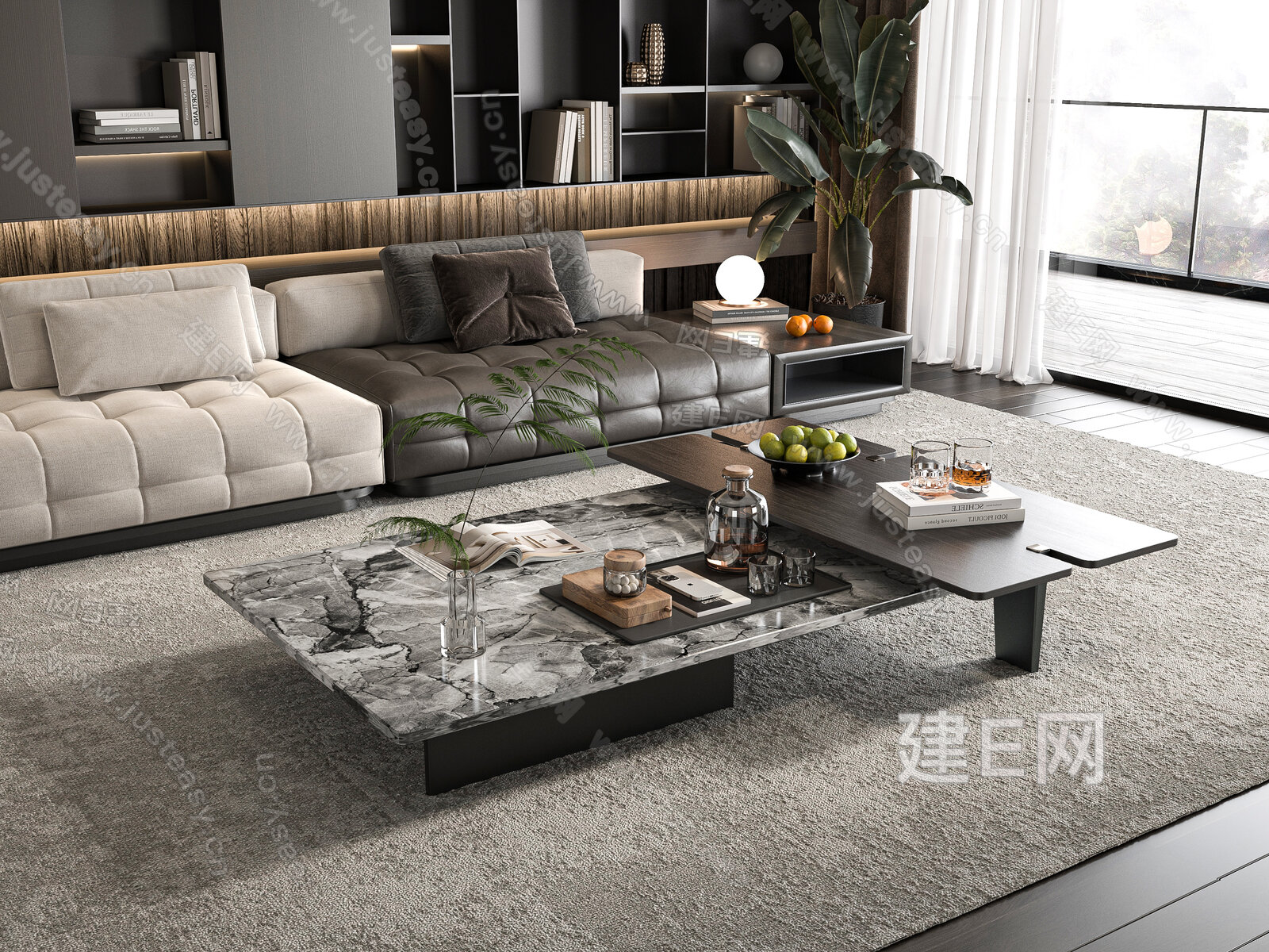 Minotti米洛提 现代茶几模型SU模型下载[ID:104682359]_建e网su模型