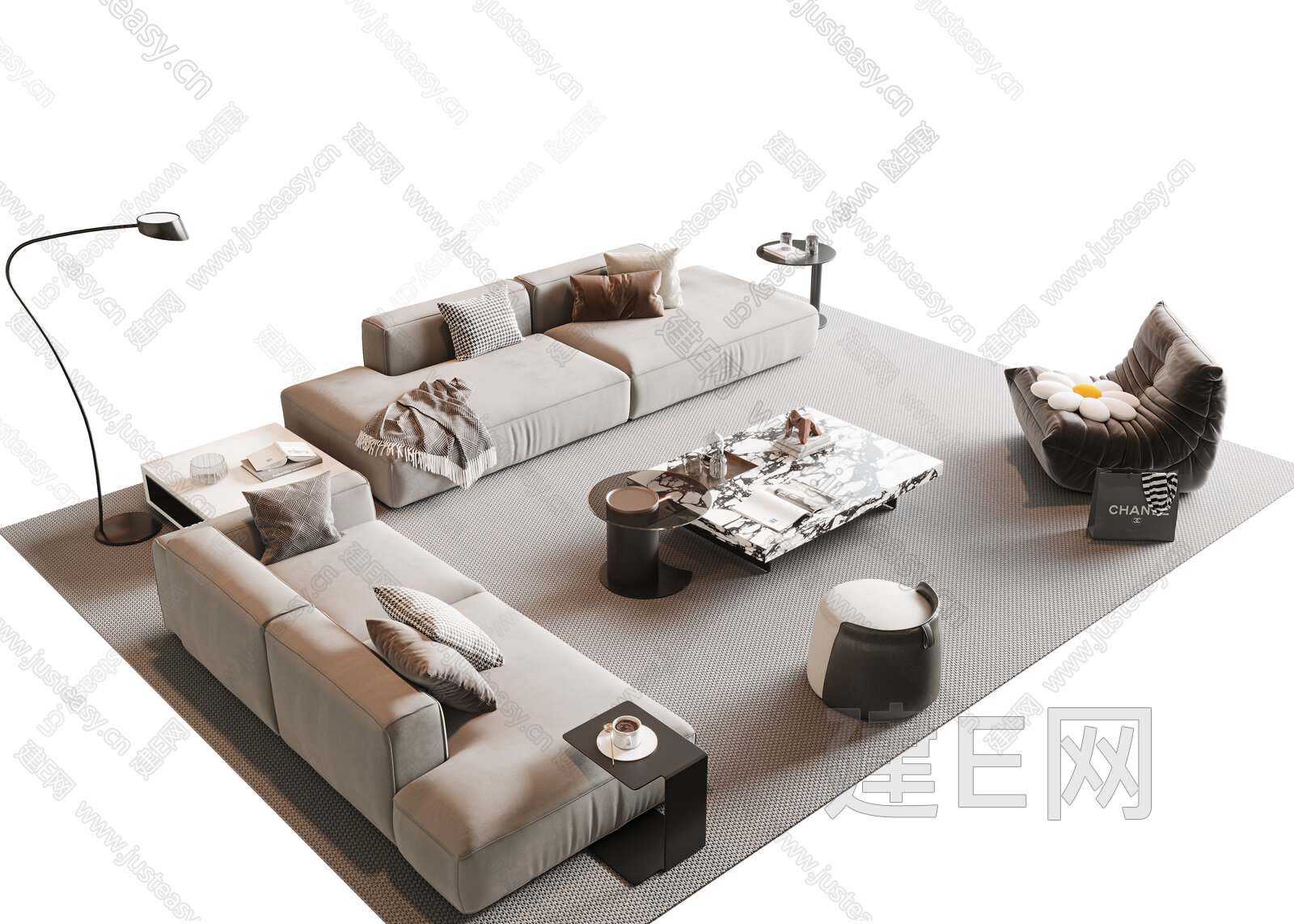 【现代沙发茶几组合3d模型】建e网_现代沙发茶几组合3d模型下载[ID:106715801]_打造3d现代沙发茶几组合模型免费下载平台