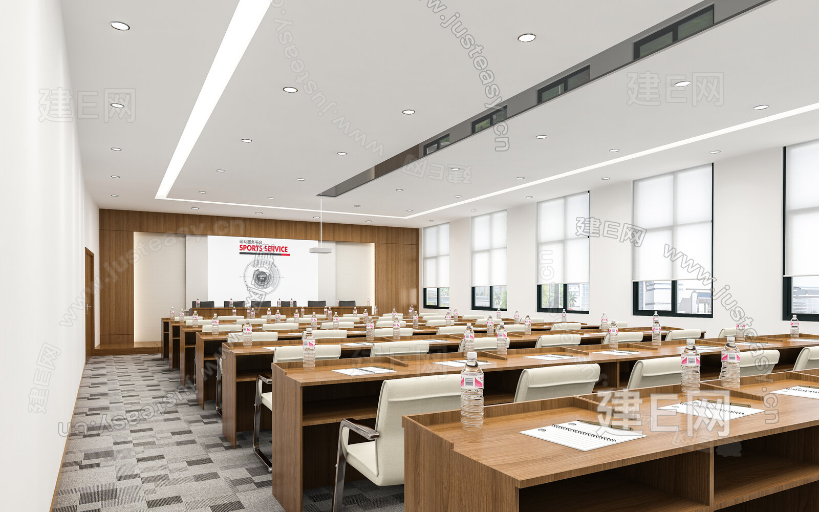 现代多功能会议室 模型SU模型下载[ID:113333052]_建e网su模型