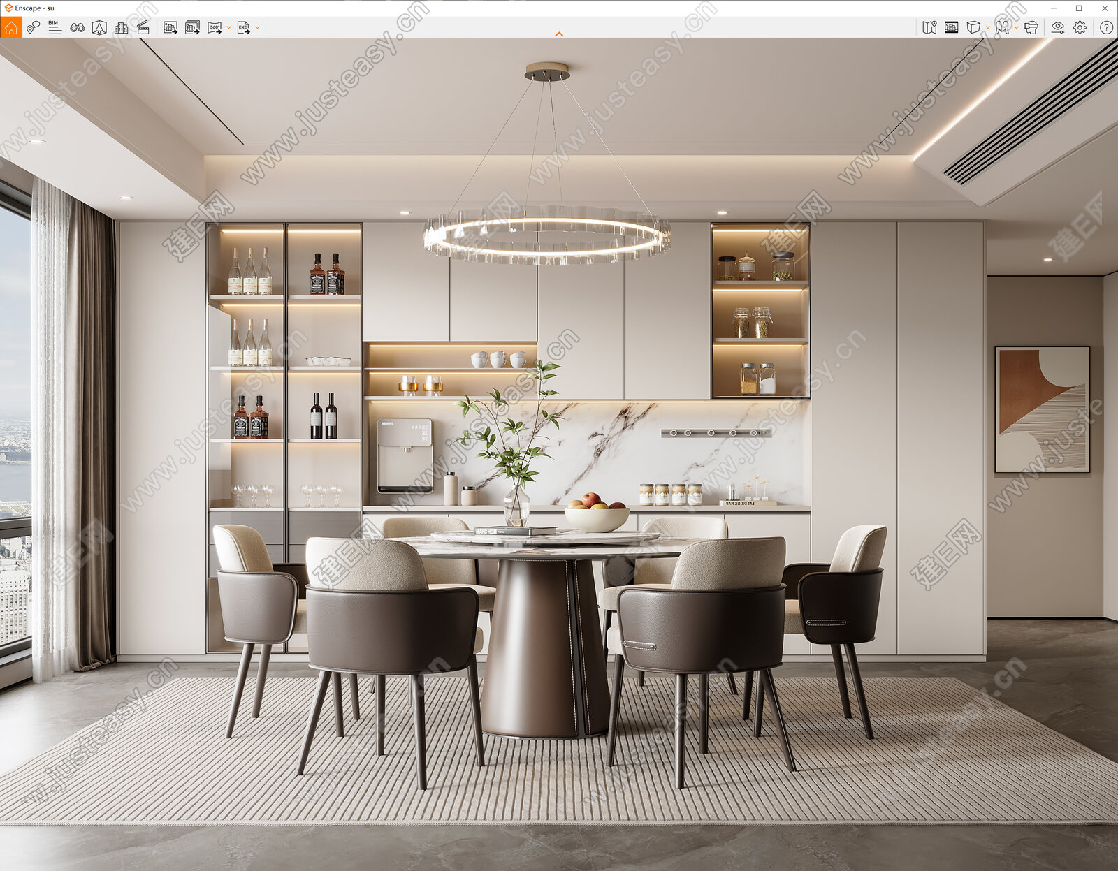 现代餐厅模型SU模型下载[ID:114185051]_建e网su模型
