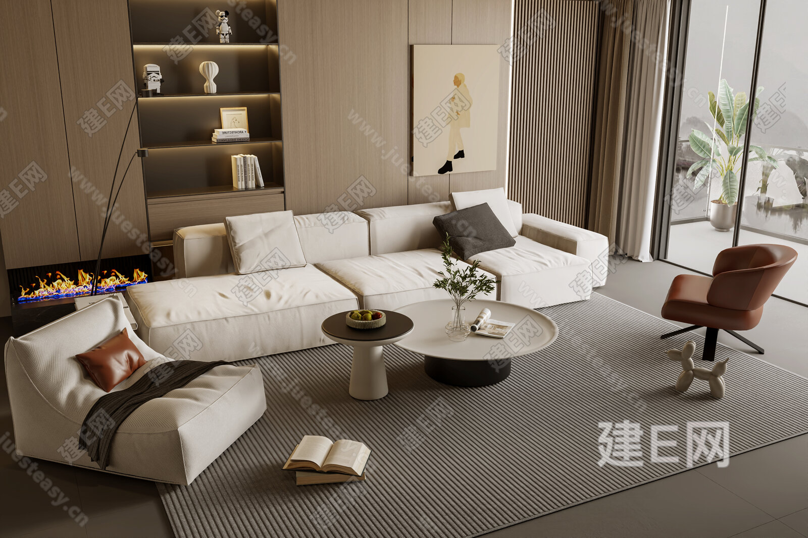 【现代沙发茶几组合3d模型】建E网_现代沙发茶几组合3d模型下载[ID:107371245]_打造3d现代沙发茶几组合模型免费下载平台
