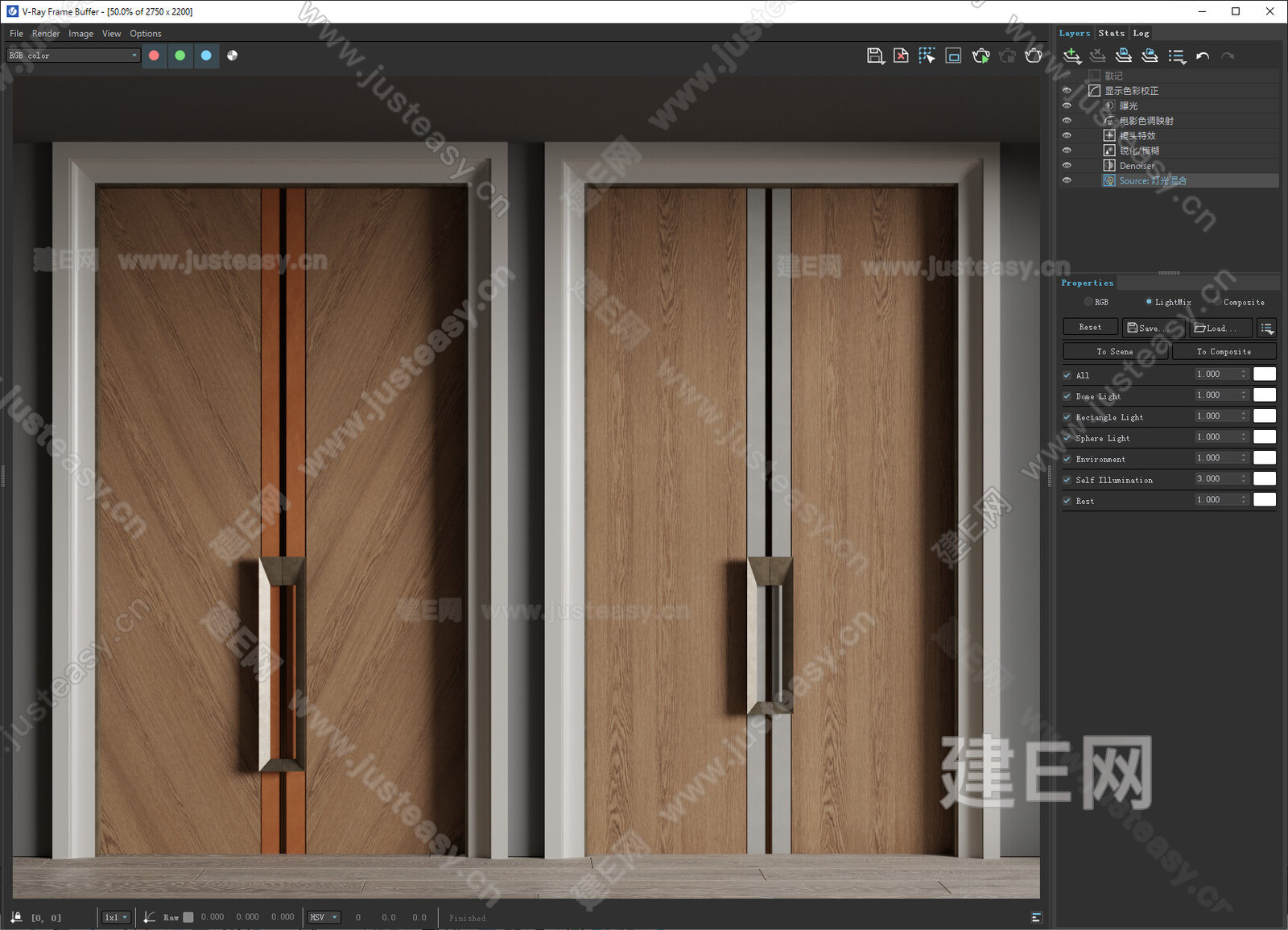 新中式工装双扇门模型SU模型下载[ID:113857414]_建E室内设计网