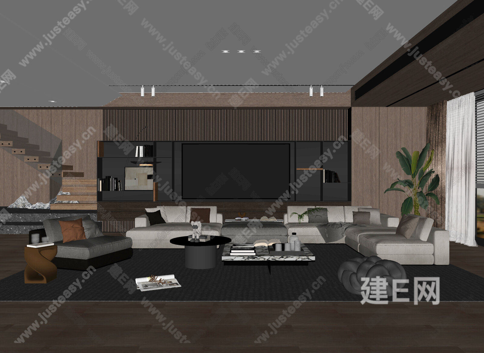 Minotti米洛提 现代客厅模型SU模型下载[ID:113988488]_建e网su模型