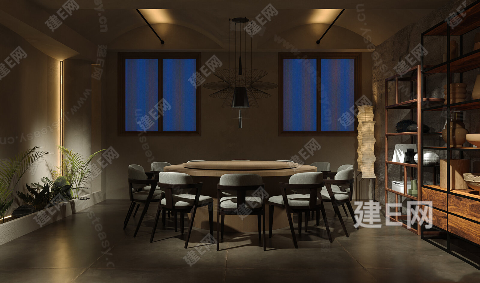 侘寂风餐厅包厢模型SU模型下载[ID:113922895]_建e网su模型