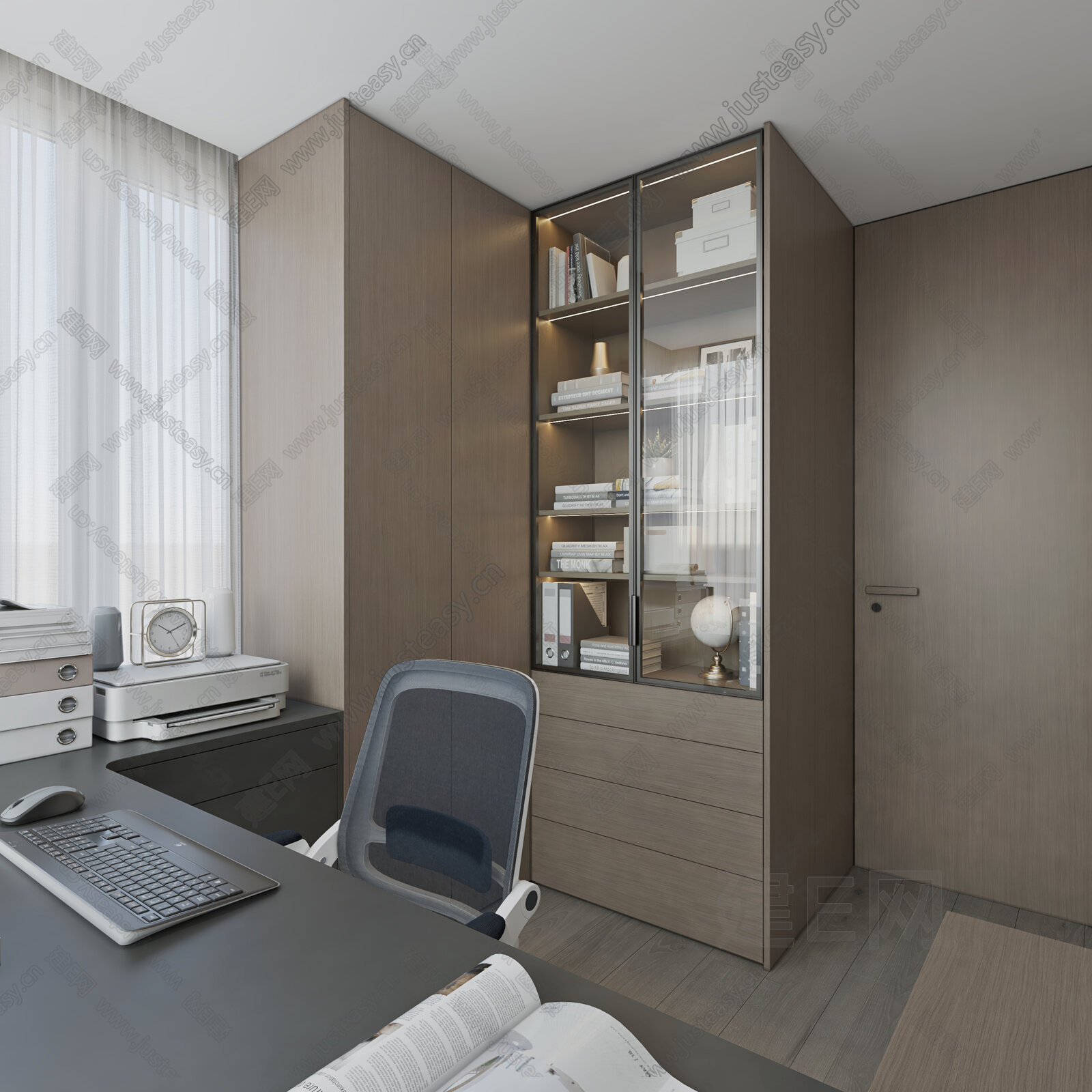 【现代书房3d模型】建E网_现代书房3d模型下载[ID:107698928]_打造3d现代书房模型免费下载平台