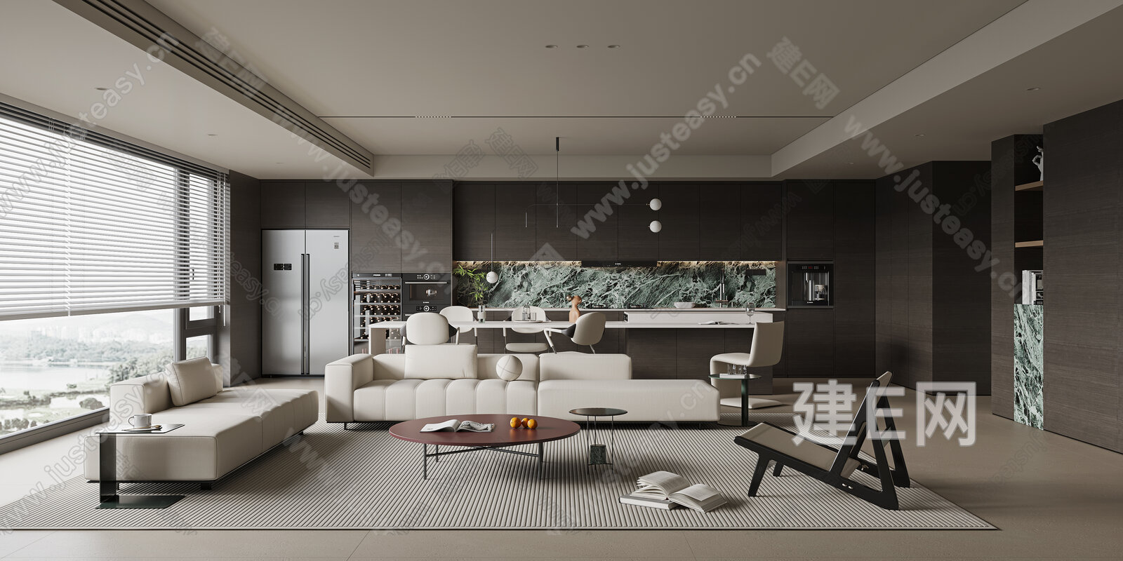 现代极简客餐厅模型SU模型下载[ID:115102530]_建e网su模型