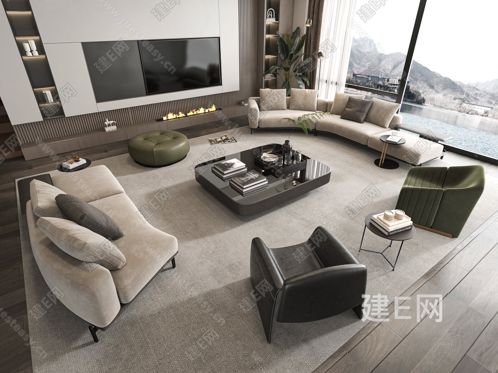 Minotti米洛提 现代沙发茶几组合模型SU模型下载[ID:115299082]_建e网su模型
