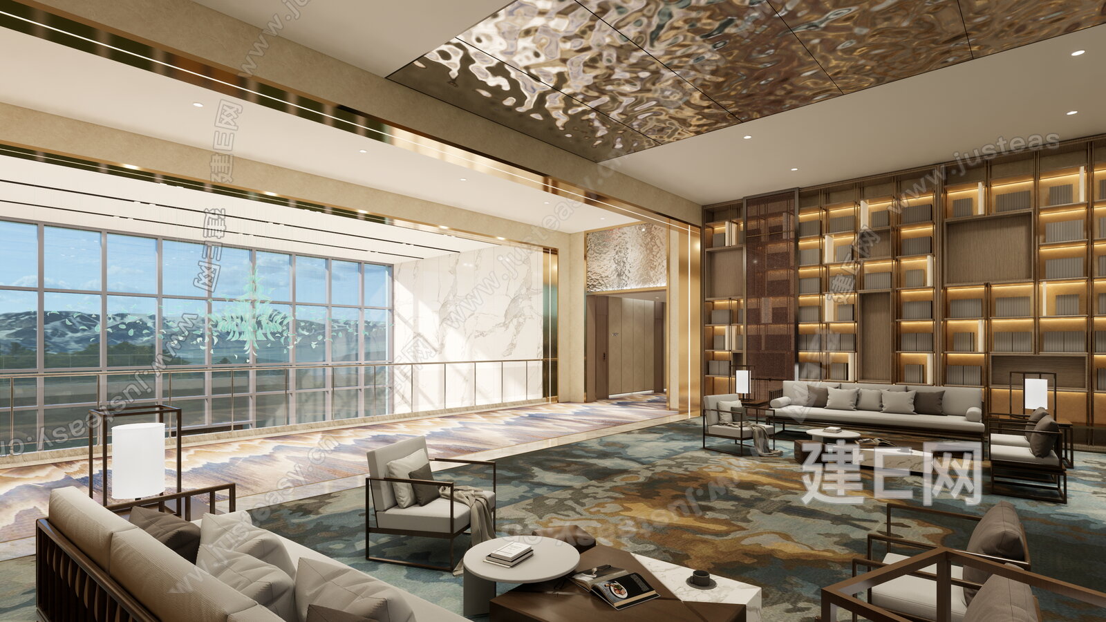 新中式会客区 模型SU模型下载[ID:114840327]_建E室内设计网