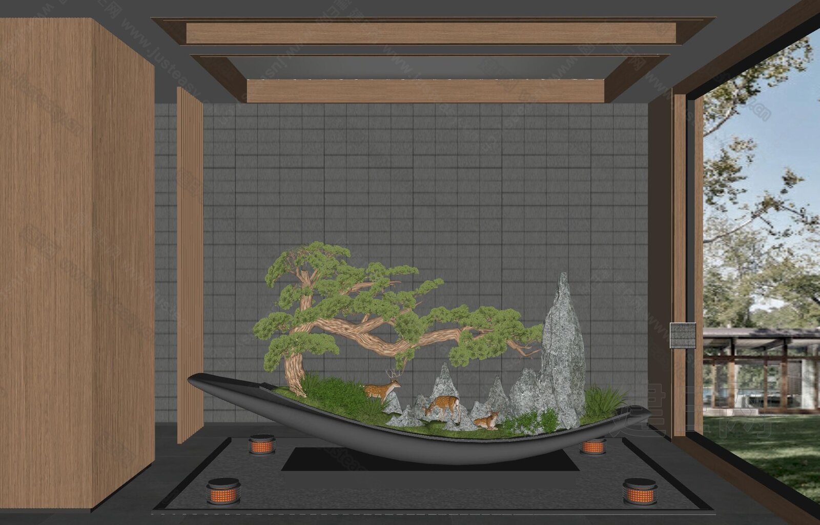 现代室内景观植物造景模型SU模型下载[ID:115823575]_建E室内设计网