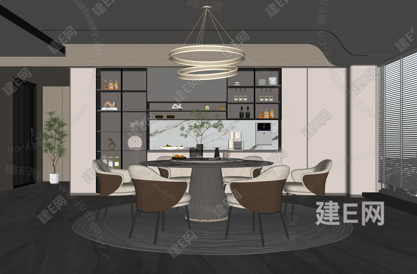 现代餐厅模型SU模型下载[ID:115430352]_建e网su模型
