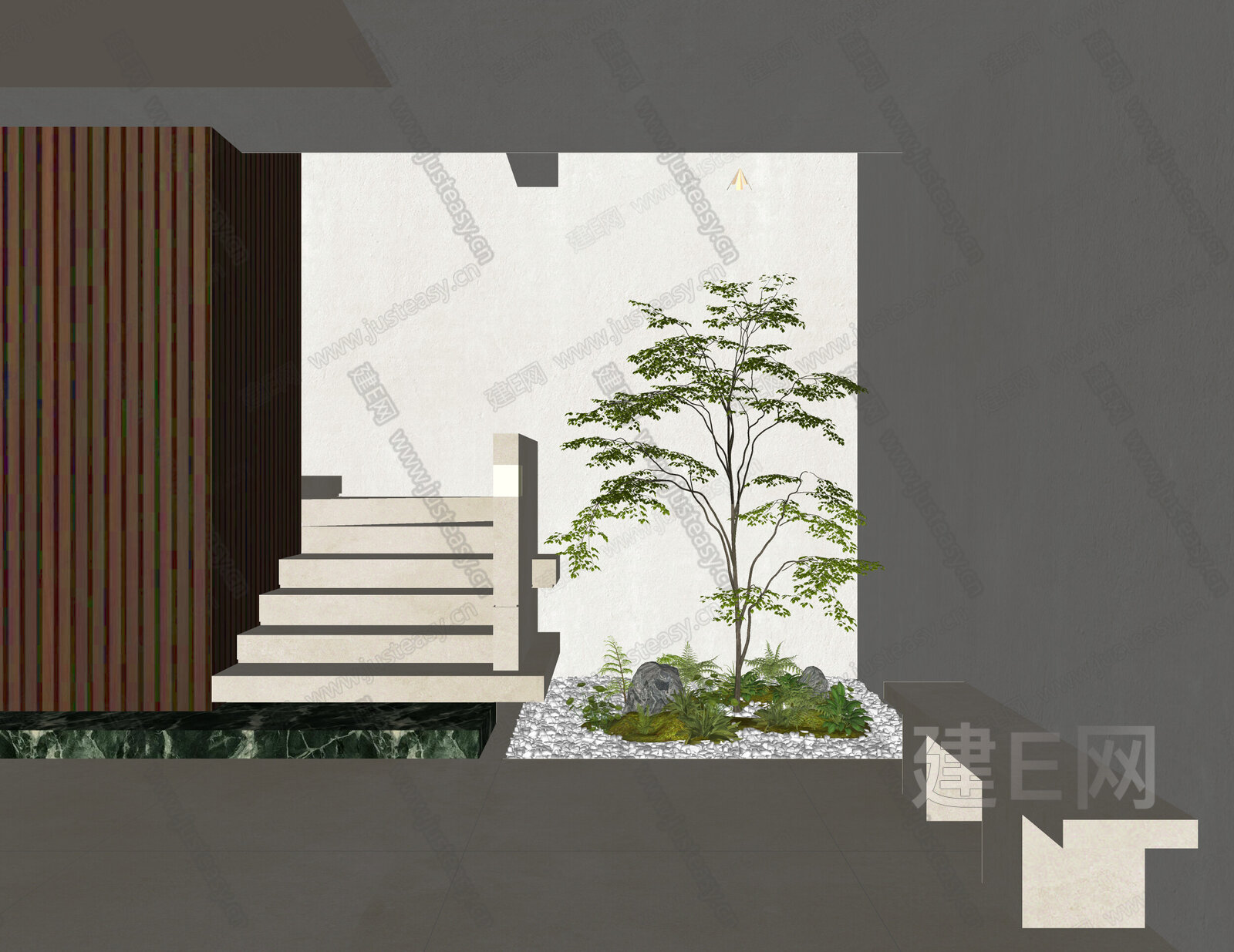 现代室内造景模型SU模型下载[ID:115430258]_建E室内设计网