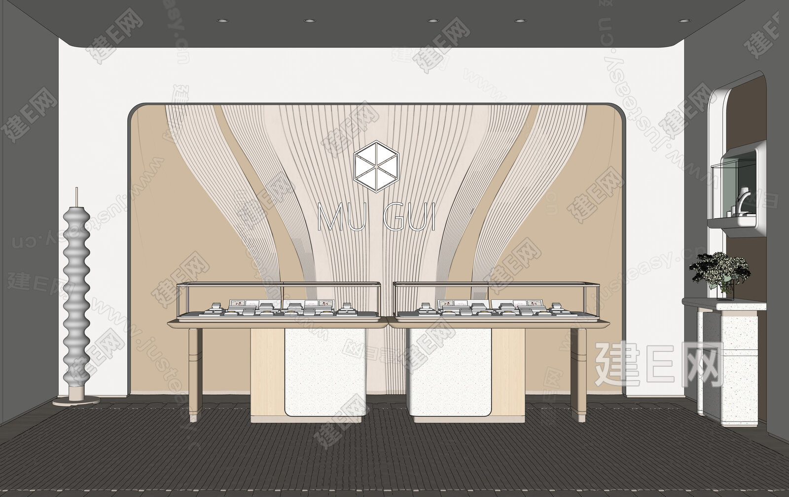 现代珠宝店SU模型下载[ID:115495917]，现代珠宝店，SU模型下载